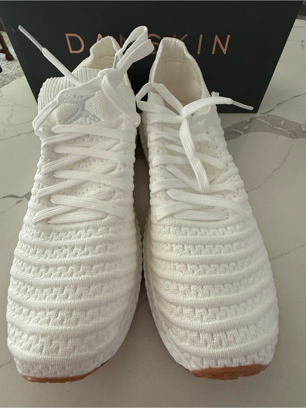 Danskin White Knit Slip-On Sneakers with Gum Soles - Picture 3 of 3
